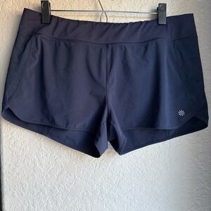 Athleta Navy Athletic Shorts Zip‎ Pocket Drawstring Running Gym Lightweight